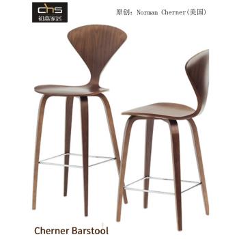 初森家具Cherner Barstool徹納酒吧椅設計師實木彎板簡約高腳吧凳