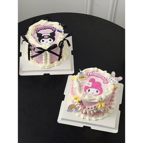 庫洛米蛋糕裝飾品擺件Happybirthday軟膠插件女孩生日甜品臺插牌