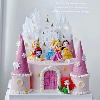 兒童生日蛋糕裝飾擺件迷你Q版公主6款8款小女孩仙女生日派對裝扮