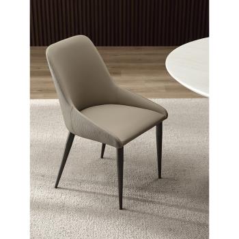 餐椅家用意式極簡輕奢現代簡約西餐廳高級感軟包靠背灰色歺椅椅子