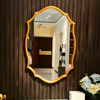 衛生間化妝鏡壁掛臥室鏡子掛墻浴室鏡美式輕奢歐式簡約帶燈梳妝鏡