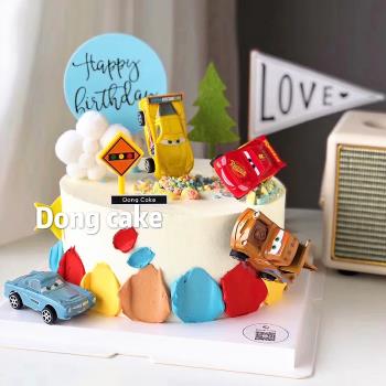 六一兒童節生日蛋糕裝飾汽車總動員卡通回力小汽車擺件烘焙裝飾