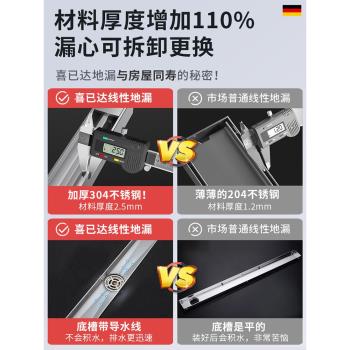 導水槽隱形地漏長條線型防臭304不銹鋼淋浴房衛生間浴室加長方形