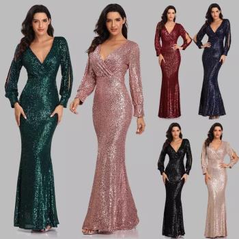 Mermaid Evening Dress Formal Prom Gown Sequins Women Dresses