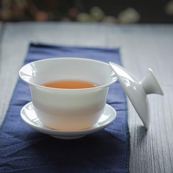 蓋碗德化白瓷茶具套裝整套功夫陶瓷簡約茶壺茶杯泡茶會客家用