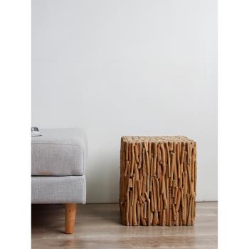 木質手工家用成人凳子新房裝飾創意方形椅子客廳茶幾板凳開業擺件