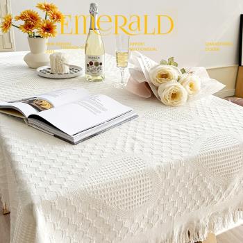 蔓越家 法式ins風白色蕾絲桌布茶幾布日式高級感圓桌布餐桌布臺布