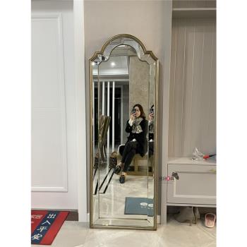 美式復古全身鏡臥室落地鏡家用法式拱形服裝店試衣鏡大歐式穿衣鏡