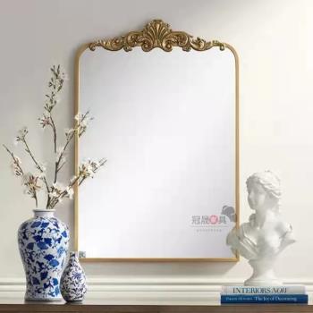 復古梳妝鏡藝術鏡子大化妝鏡墻面古風法式壁掛妝臺鏡衛生間浴室鏡