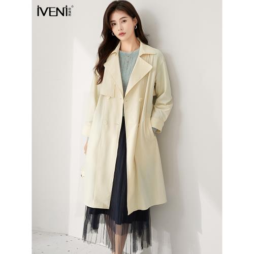 IVENI/依維妮2025春款中長款時尚氣質通勤英倫淑女風衣外套大衣女
