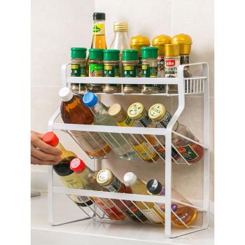 廚房調理料置物架鐵藝多層調味料落地架子臺面多功能收納架家用