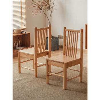 原木餐椅書桌椅家用客廳全實木靠背椅休閑椅日式現代簡約柏木家具