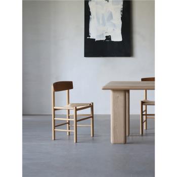 樸室 侘寂風現代簡約北歐實木大師設計網紅ins原木色黑色餐椅椅子