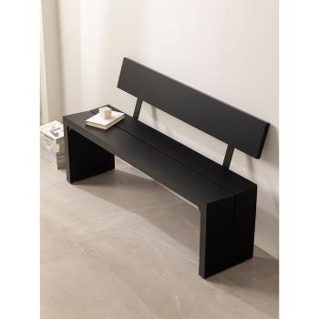 侘寂風實木長凳餐椅家用客廳創意極簡設計師床尾凳靠背長條凳