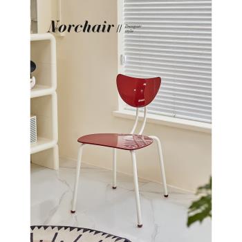 NORCHAIR簡約奶油風餐椅小戶型家用創意靠背椅咖啡廳復古休閑椅子