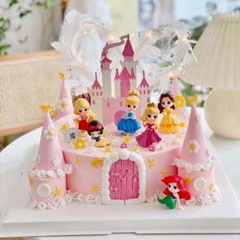 網紅蛋糕裝飾小仙女小公主女生女孩q版公主套裝生日蛋糕插牌插件