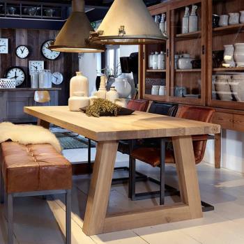 北歐實木餐桌簡約現代椅組合客廳長條休閑餐廳原木家用小戶型飯桌