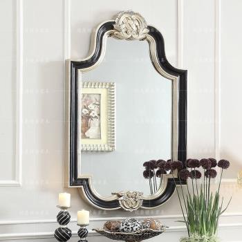 歐式復古裝飾鏡子洗手間浴室化妝鏡墻上東南亞玄關掛鏡民宿鏡子