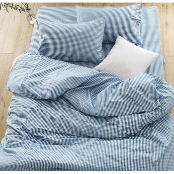 特價純棉格子床單床笠被套睡眠橄欖綠宿舍單件枕套藏藍大格夏季