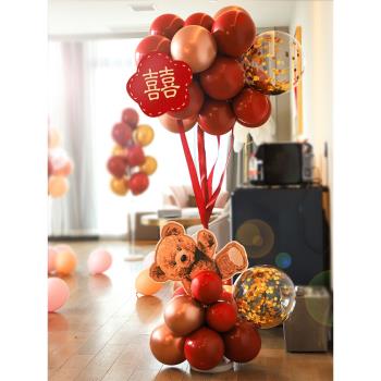 氣球結婚佈置婚房裝飾場景開業路引迎賓立柱卡通地飄支架婚禮婚慶