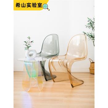 希山透明椅子潘東椅s椅北歐創意水晶潘東椅網紅ins塑料亞克力餐椅