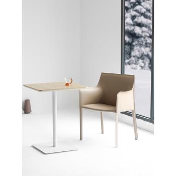 北歐輕奢餐椅家用現代簡約咖啡廳椅子馬鞍皮椅子靠背設計師單人椅