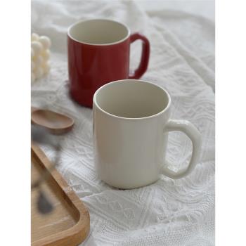KEEPIN 紅色馬克杯女咖啡杯日式高顏值 簡約水杯情侶杯子陶瓷純色