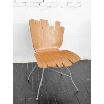 祁人設計師餐椅藝術鐵藝休閑椅子木質個性創意小戶型咖啡廳工作室