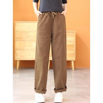 綠素棉日系高織斜紋顯瘦直筒褲