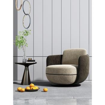 北歐單人沙發椅現代簡約客廳臥室陽臺旋轉椅設計師輕奢棉麻休閑椅