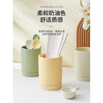IMhouse瀝水筷子筒家用廚房筷子勺子收納盒陶瓷置物架筷子簍筷籠