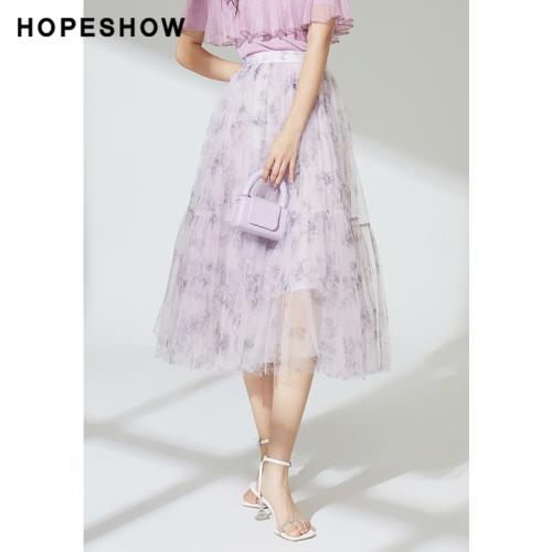 紅袖HOPESHOW商場同款粉色網紗裙