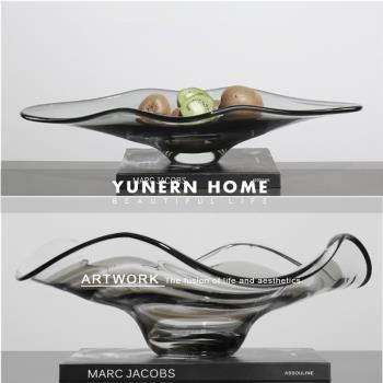 設計師嚴選簡約現代玻璃水果盤客廳茶幾餐桌面創意托盤收納盤擺件