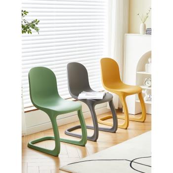 現代簡約創意北歐椅子餐廳家用塑料餐椅書桌靠背洽談休閑設計師椅