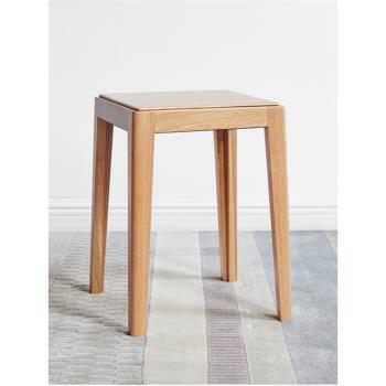 小七的木頭純實木凳子可疊放北歐橡木客廳小戶型方凳現代簡約創意
