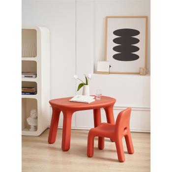 北歐塑料學習桌家用小戶型客廳網紅矮桌幼兒園兒童椅寫字桌椅組合