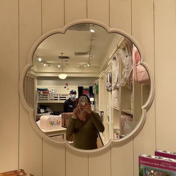 復古妝臺化妝鏡圓形美式梳妝鏡壁掛裝飾鏡法式衛生間浴室鏡子掛墻
