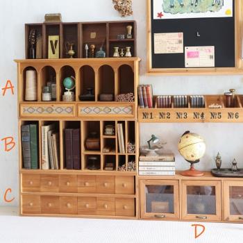 叁杉復古桌面收納盒抽屜式木質置物柜手賬文具畫筆書桌整理置物架