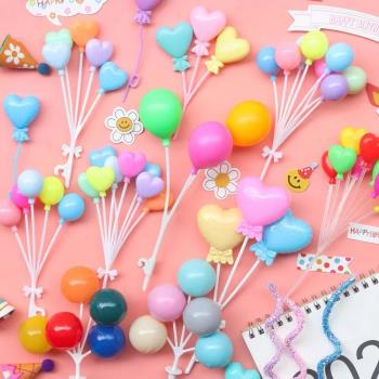 烘焙蛋糕裝飾網紅氣球復古愛心彩色馬卡龍色氣球生日氣球插件插牌