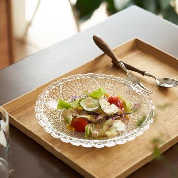 肆月日式玻璃裝水果蔬菜沙拉盤創意客廳家用擺盤好看的盤子ins風