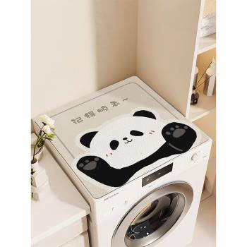 卡通可愛熊貓滾筒式全自動洗衣機蓋布家用防塵套微波爐冰箱吸水墊