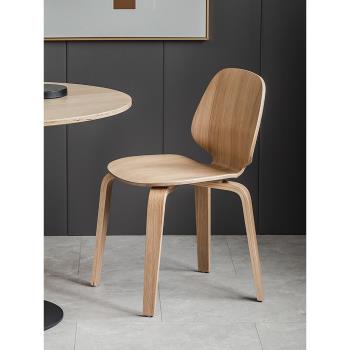 北歐原木藝術設計師白橡木實木家用靠背成人餐廳咖啡廳奶茶店椅子