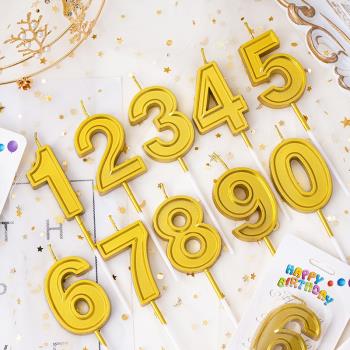 金色數字蠟燭過生日蛋糕裝飾環保無煙小蠟燭派對兒童卡通甜品臺