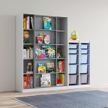 可比熊兒童書架收納架一體家用繪本架現代簡約置物架落地實木書柜