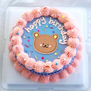 網紅生日蛋糕裝飾插牌ins韓系可愛卡通軟陶小熊插件塑料氣球擺件
