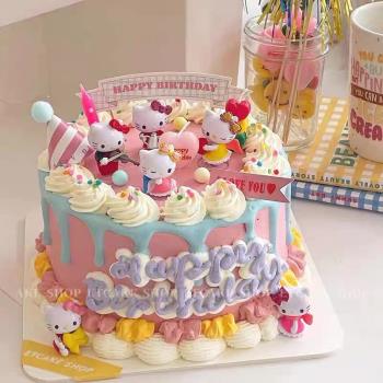 kt貓主題蛋糕裝飾擺件網紅小仙女小公主女孩美樂蒂生日插件插牌