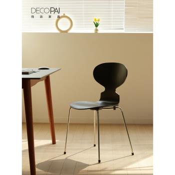 AntChair螞蟻椅北歐餐椅家用復古設計師木質靠背化妝椅鐵藝椅子