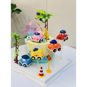 卡通超級寶寶巴士回力飛機飛天小汽車蛋糕裝飾擺件男孩生日裝扮