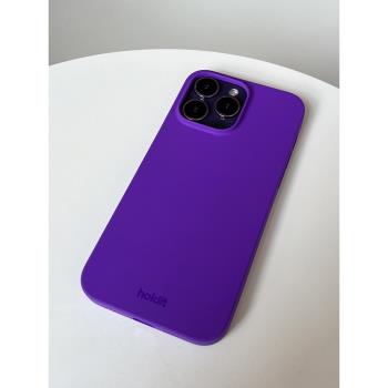 瑞典北歐風holdit絕絕紫色適用蘋果iPhone14 pro max超薄液態硅膠手機殼13簡約純色小眾高級感全包保護套ins