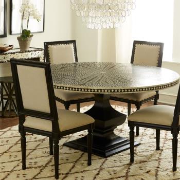 法式復古餐桌椅家用美式古典手繪設計餐桌椅組合小戶型多人餐桌椅